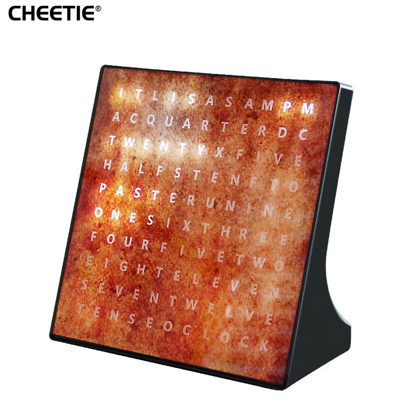 Brown Square LED Lo Lus Clock Minimalist Niaj hnub nimno Tsev Kho Kom Zoo Nkauj Digital Clock